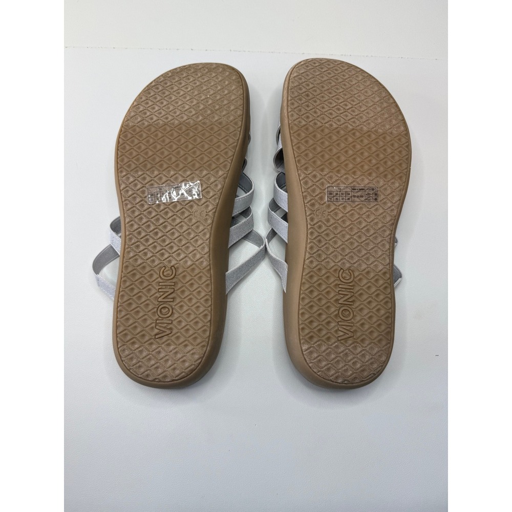 Vionic Tia Silver Metallic Strappy Orthotic Thong Sandals Womens 12 NEW - Picture 5 of 7